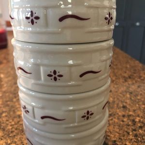 Longaberger pottery set bowls and coffee mugs